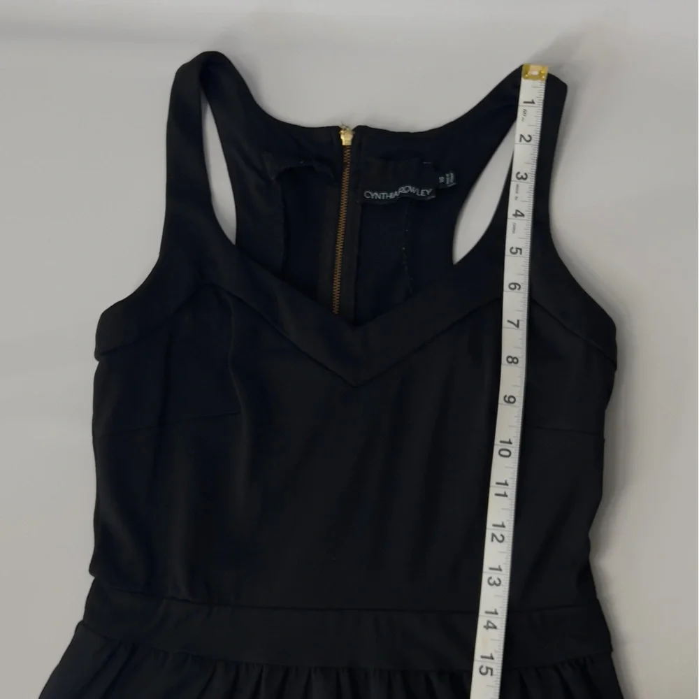 Cynthia Rowley Women’s XS Black Liw Scoop Neck Fitted Waist Mini Flare dress - Picture 7 of 14